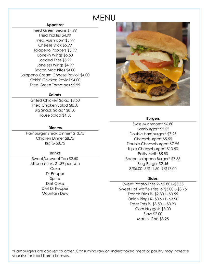 Jack’s Creek Grill and Go Photo Menu 1