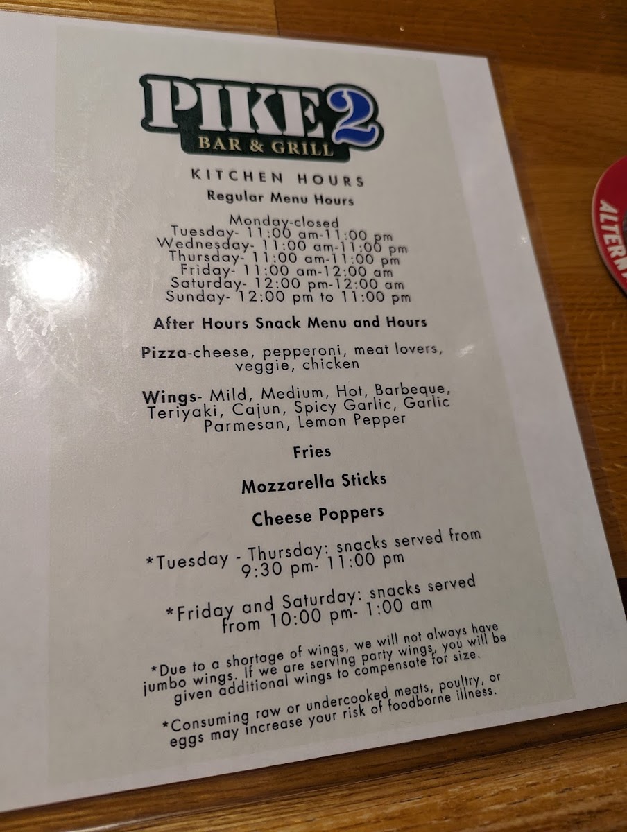 Pike Bar & Grill Photo Menu 2
