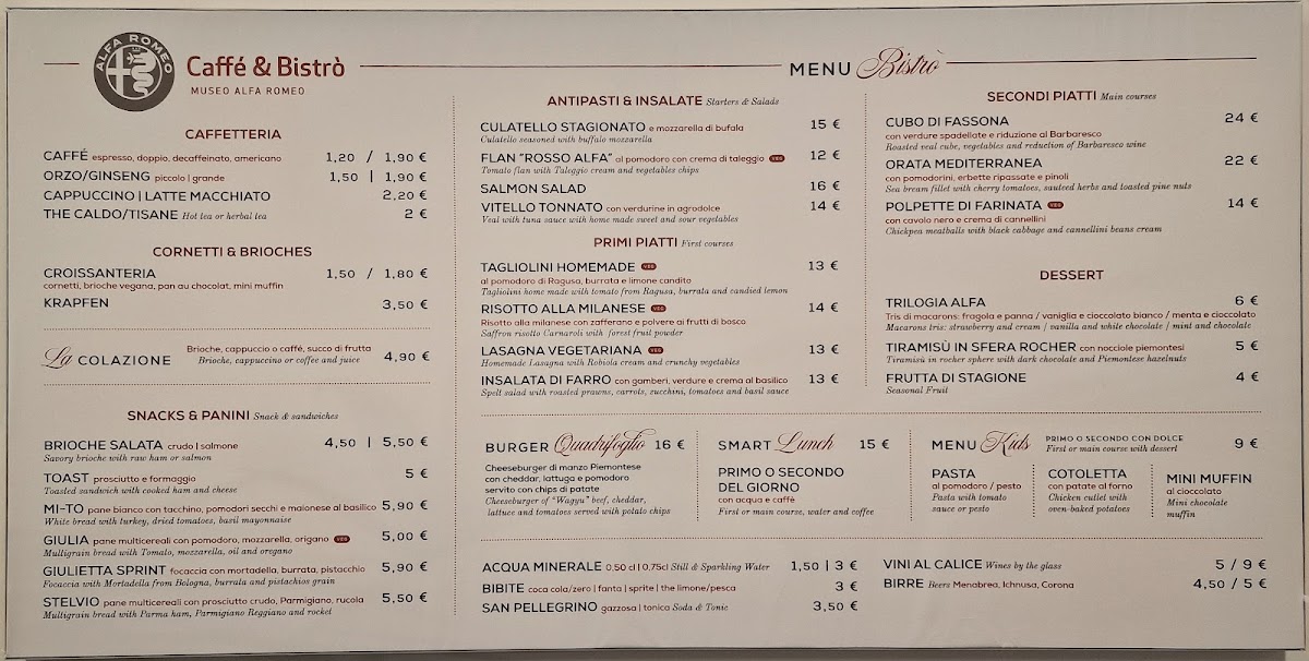 Alfa Romeo Caffè e Bistrò Photo Menu 1