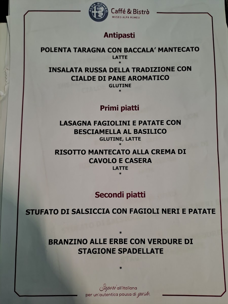 Alfa Romeo Caffè e Bistrò Photo Menu 3