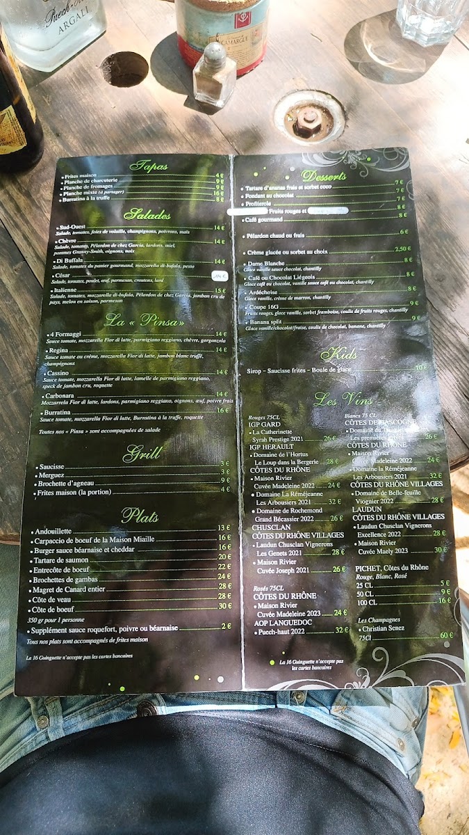 La 16 Guinguette Photo Menu 2