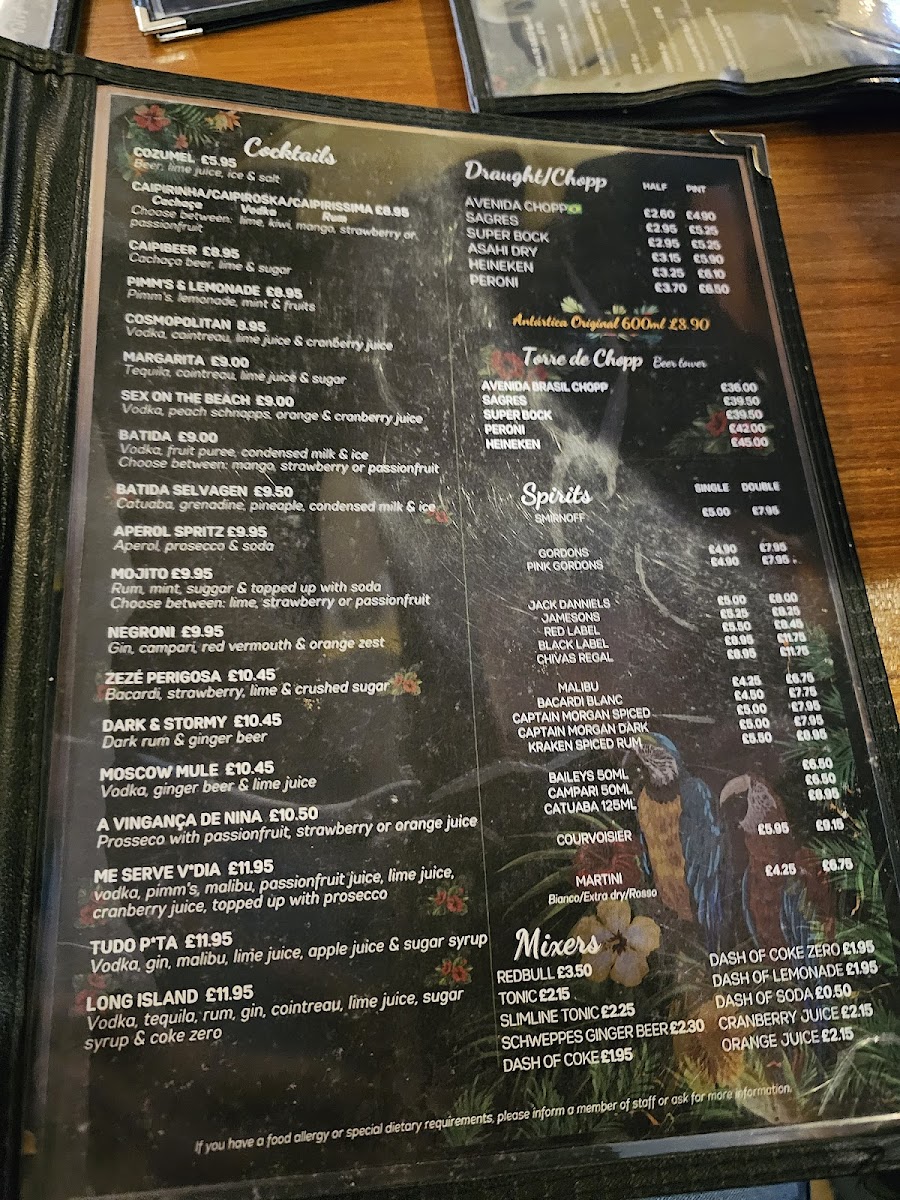 Avenida Brasil UK Photo Menu 1
