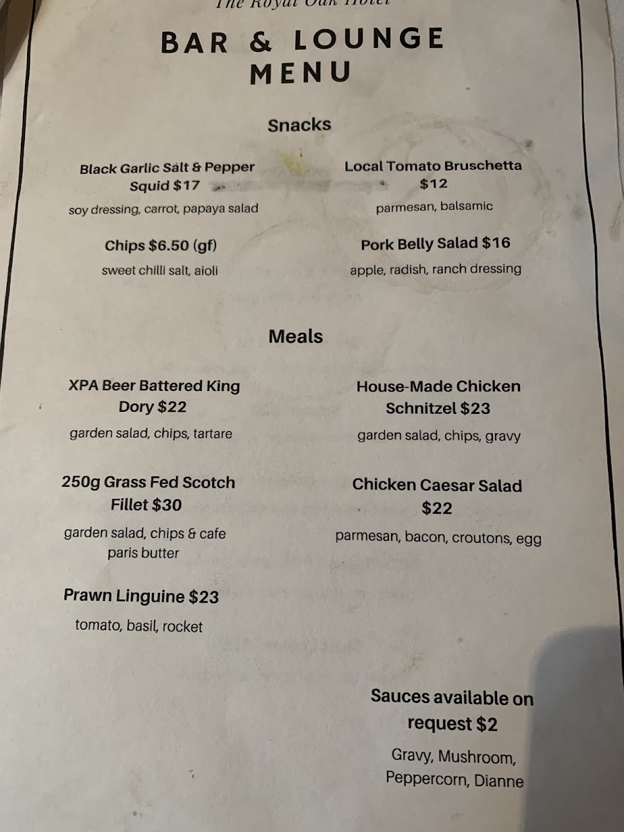 Royal Oak Bistro Cessnock Photo Menu 5