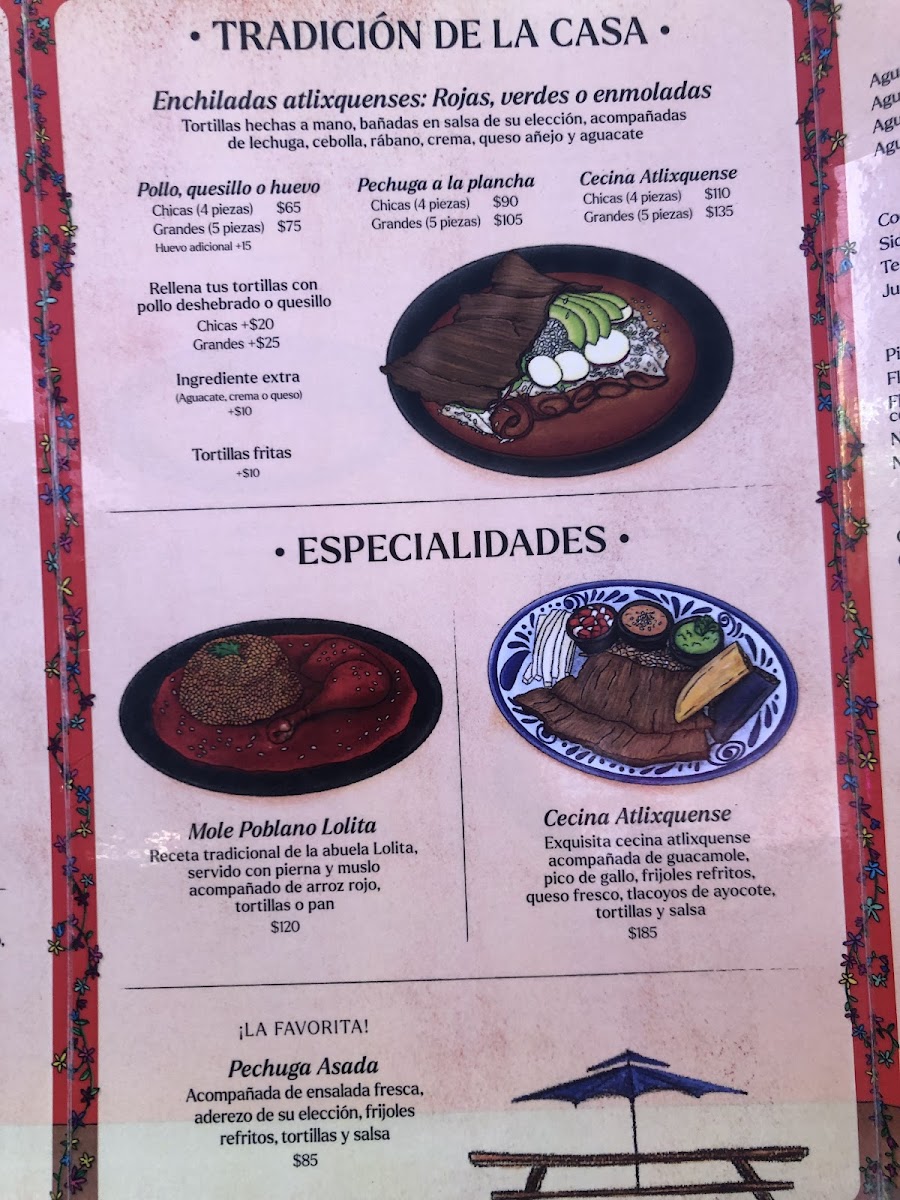Restaurante Enchiladas Lolita en Atlixco Centro Photo Menu 10