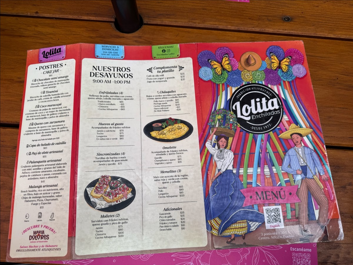 Restaurante Enchiladas Lolita en Atlixco Centro Photo Menu 2