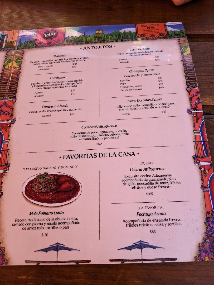 Restaurante Enchiladas Lolita en Atlixco Centro Photo Menu 9