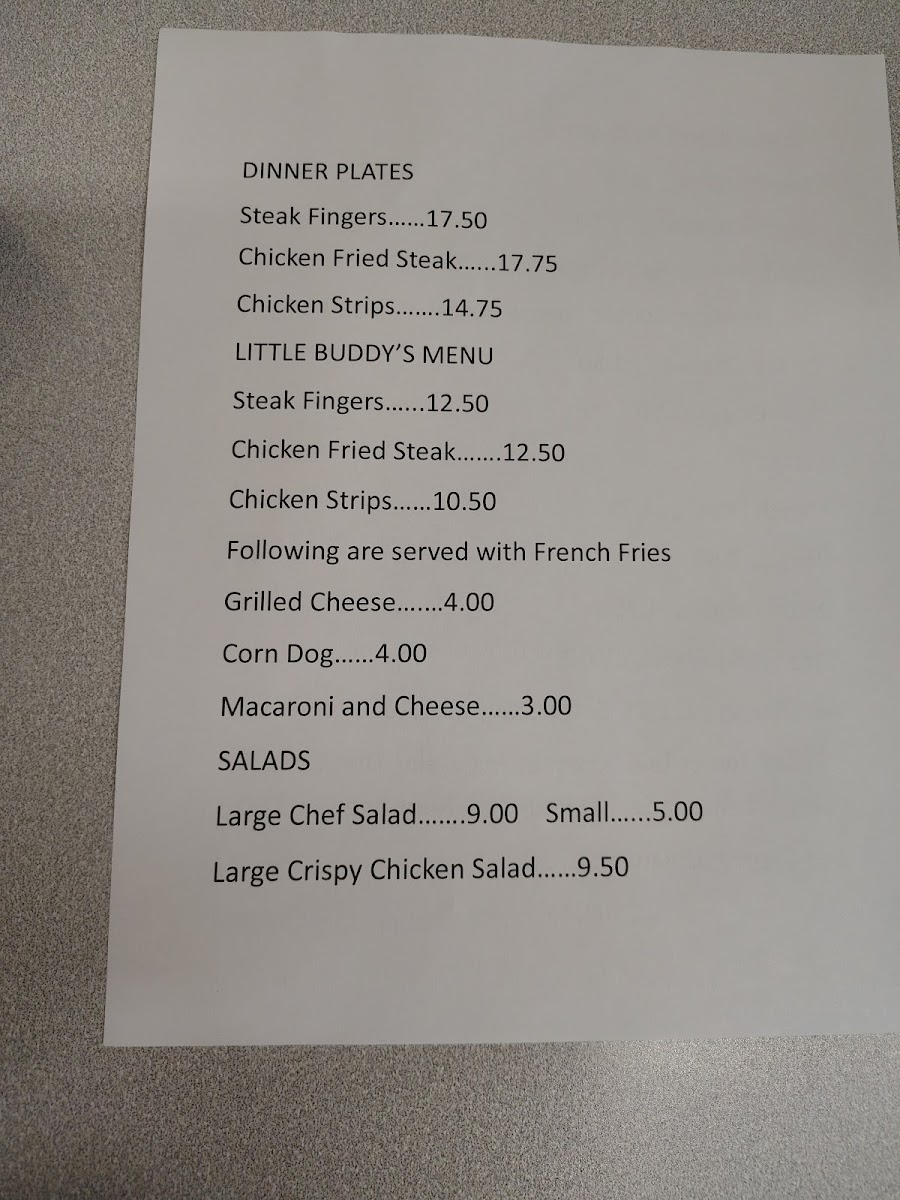 Buddy's Drive In Photo Menu 1