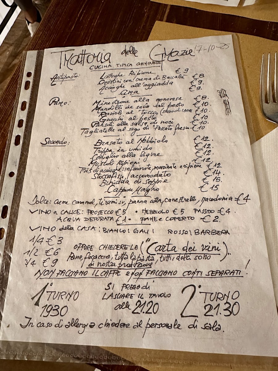 Trattoria delle Grazie Photo Menu 1
