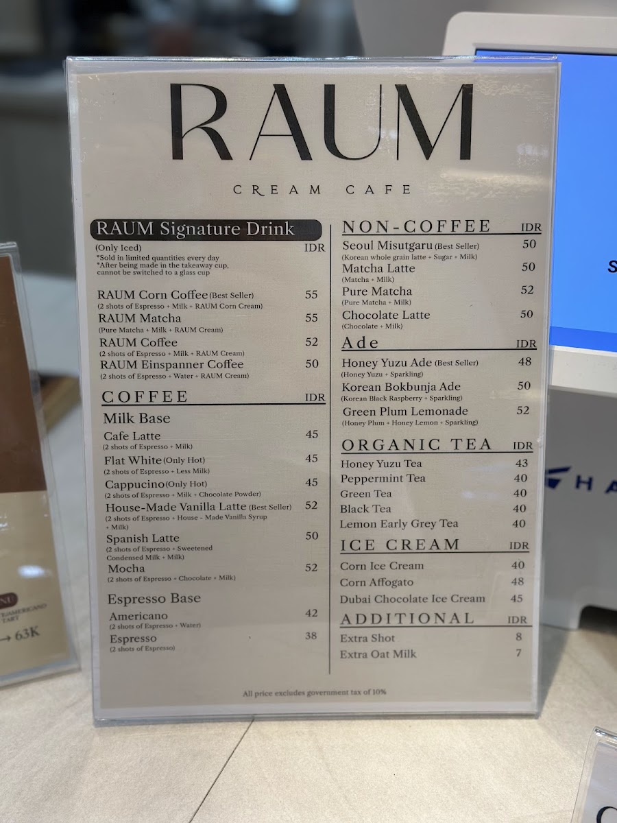 Raum Cream Cafe Gandaria City Photo Menu 10