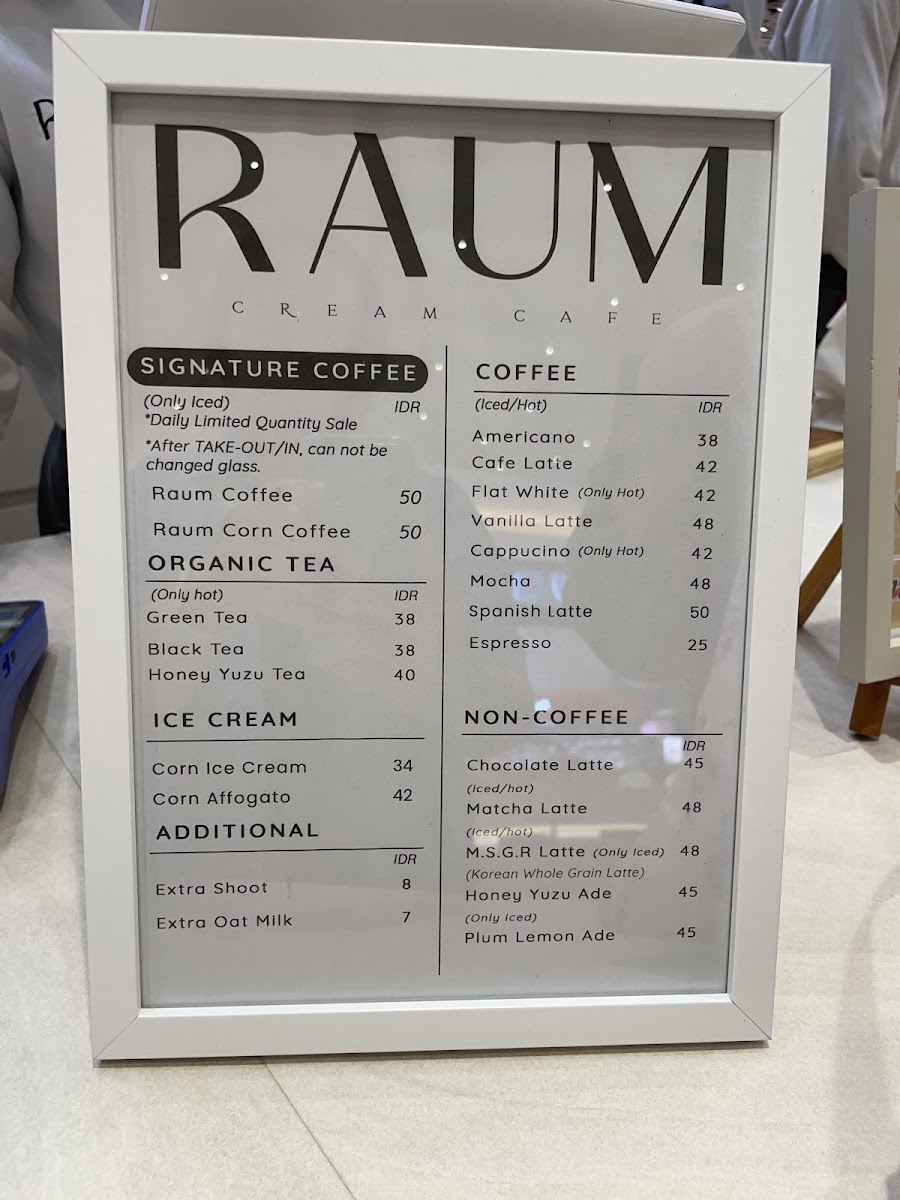 Raum Cream Cafe Gandaria City Photo Menu 2