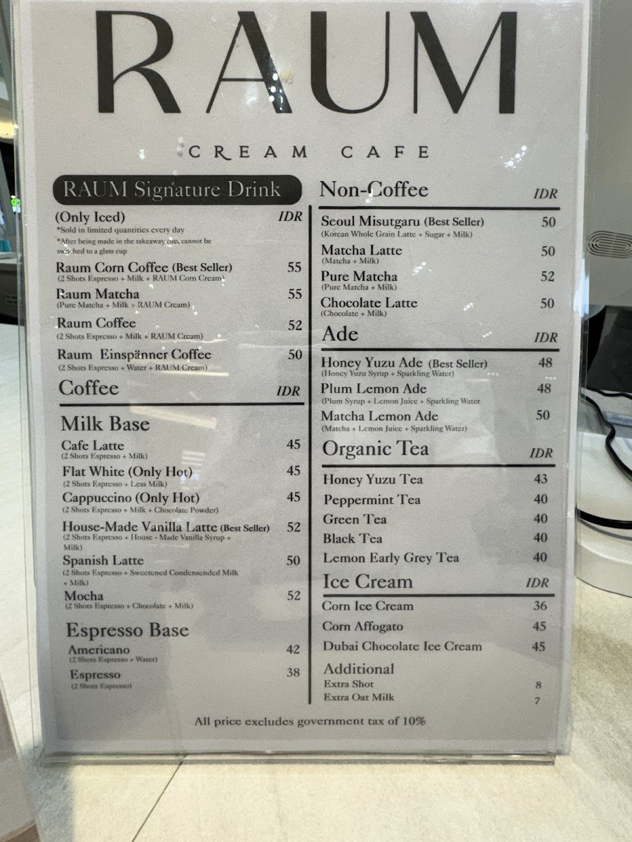 Raum Cream Cafe Gandaria City Photo Menu 3