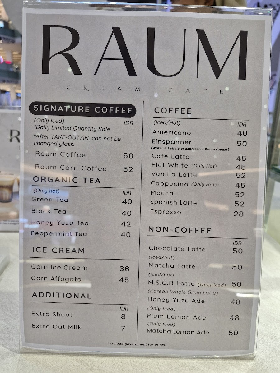 Raum Cream Cafe Gandaria City Photo Menu 4
