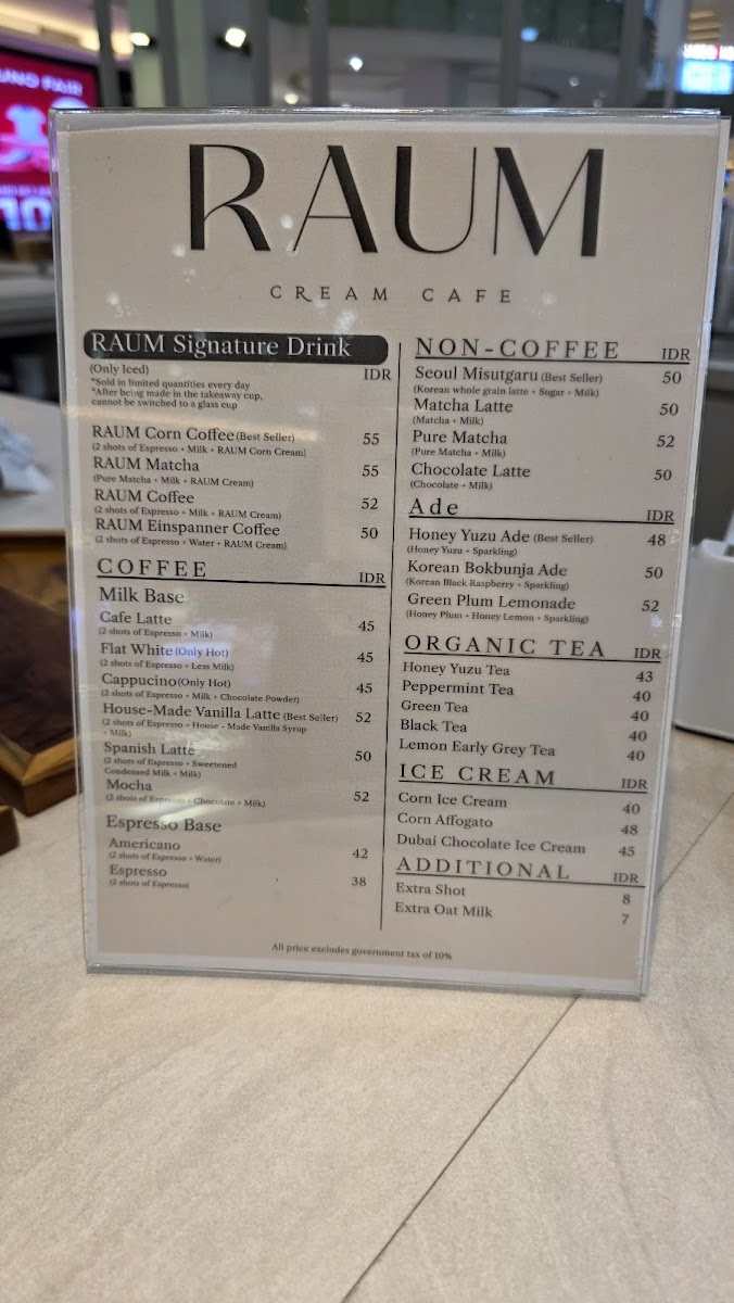 Raum Cream Cafe Gandaria City Photo Menu 6