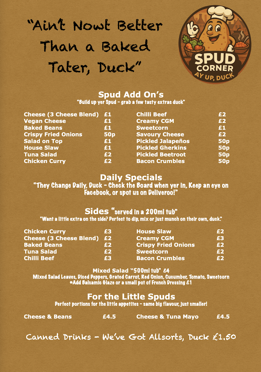 Spud Corner Photo Menu 1