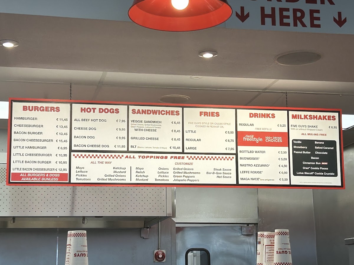 Five Guys Rome Termini Photo Menu 1