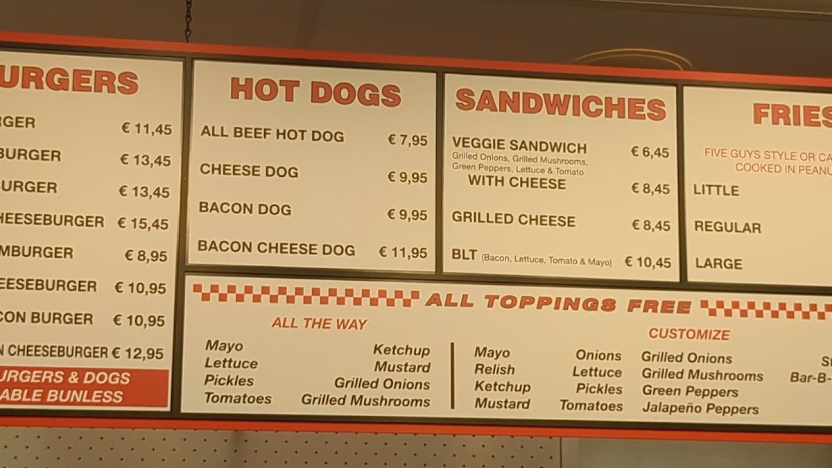 Five Guys Rome Termini Photo Menu 10