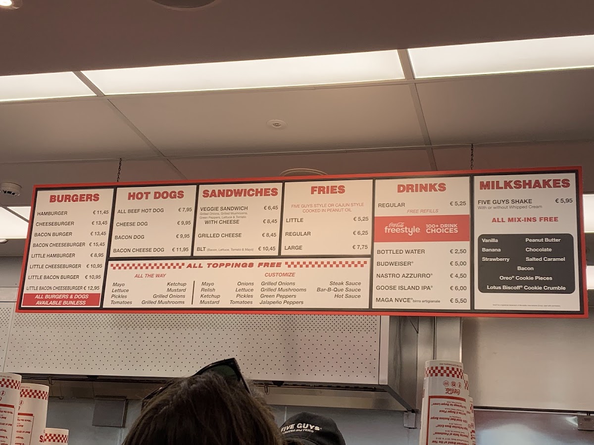 Five Guys Rome Termini Photo Menu 3