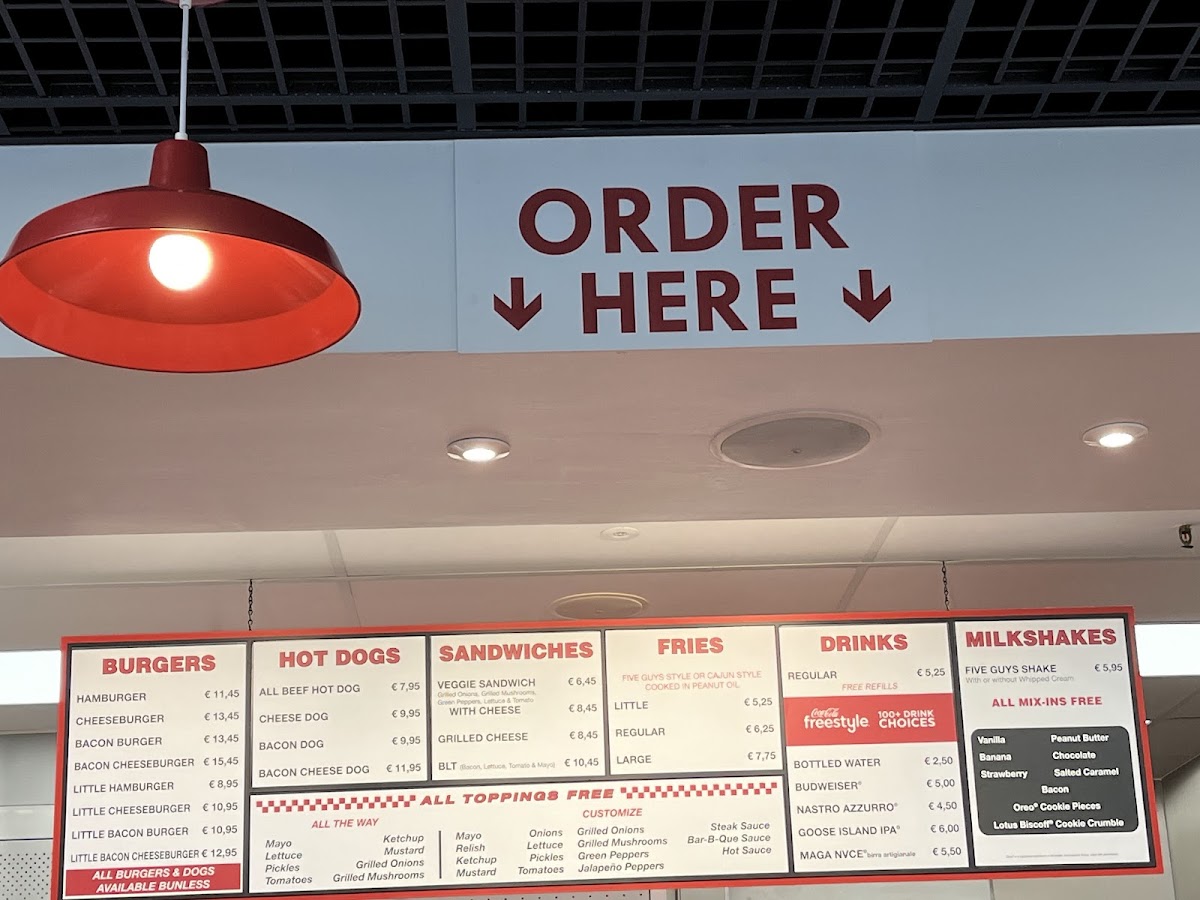 Five Guys Rome Termini Photo Menu 4
