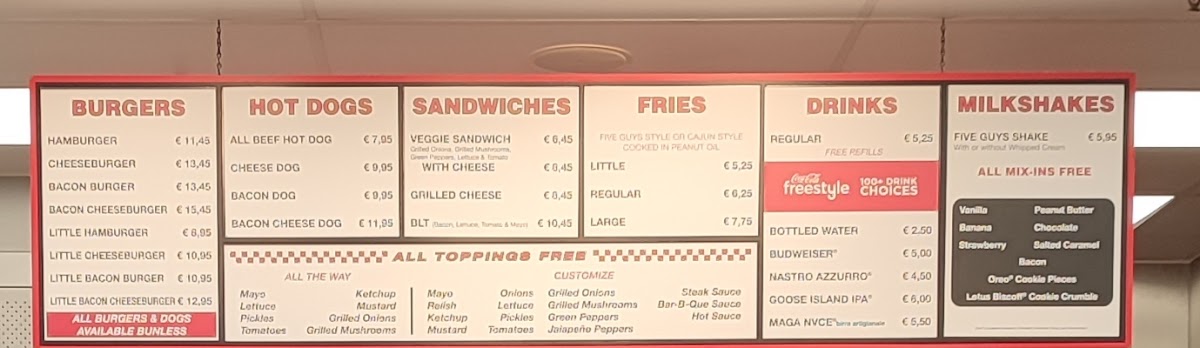 Five Guys Rome Termini Photo Menu 6