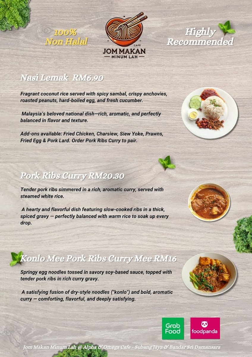 Jom Makan Minum Lah @ Alpha & Omega Cafe, Bandar Sri Damansara Photo Menu 1