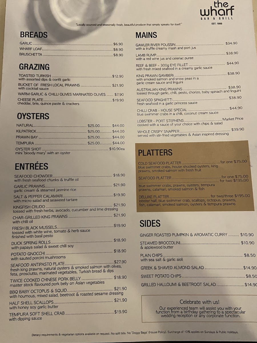 The Wharf Restaurant Photo Menu 3