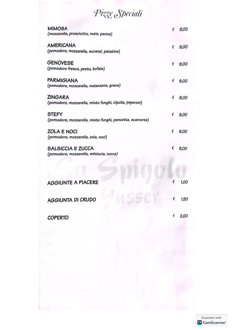 LO SPIGOLO RISTORANTE PIZZERIA Photo Menu 8