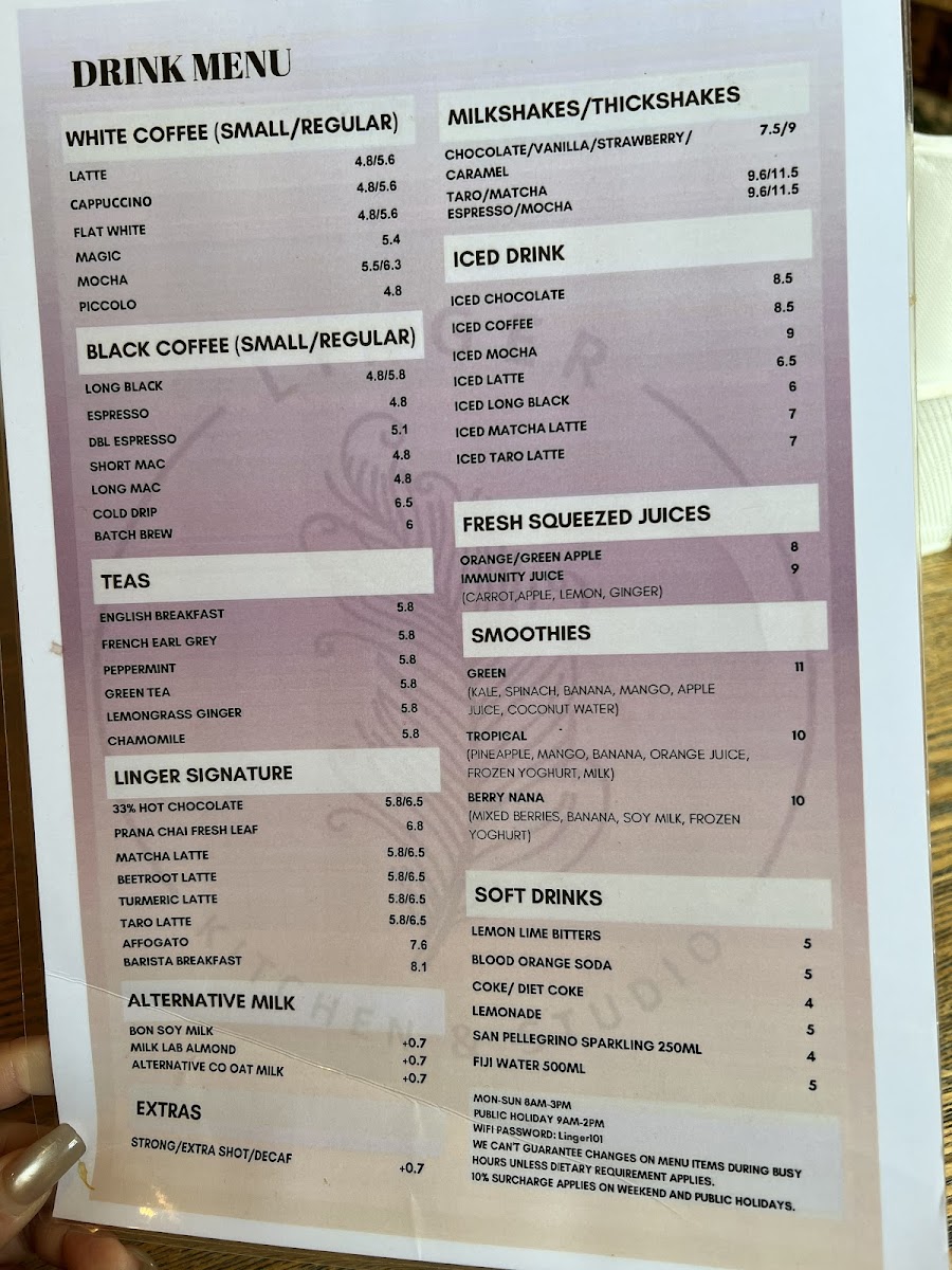 Linger Cafe Photo Menu 2