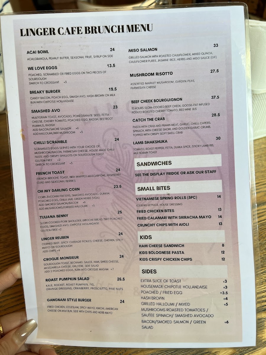 Linger Cafe Photo Menu 3