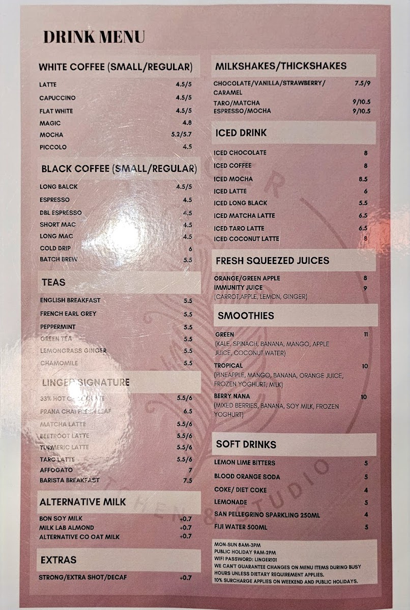 Linger Cafe Photo Menu 4