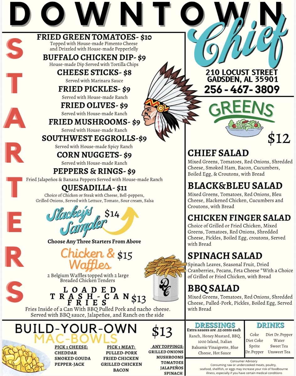 The Downtown Chief Photo Menu 2