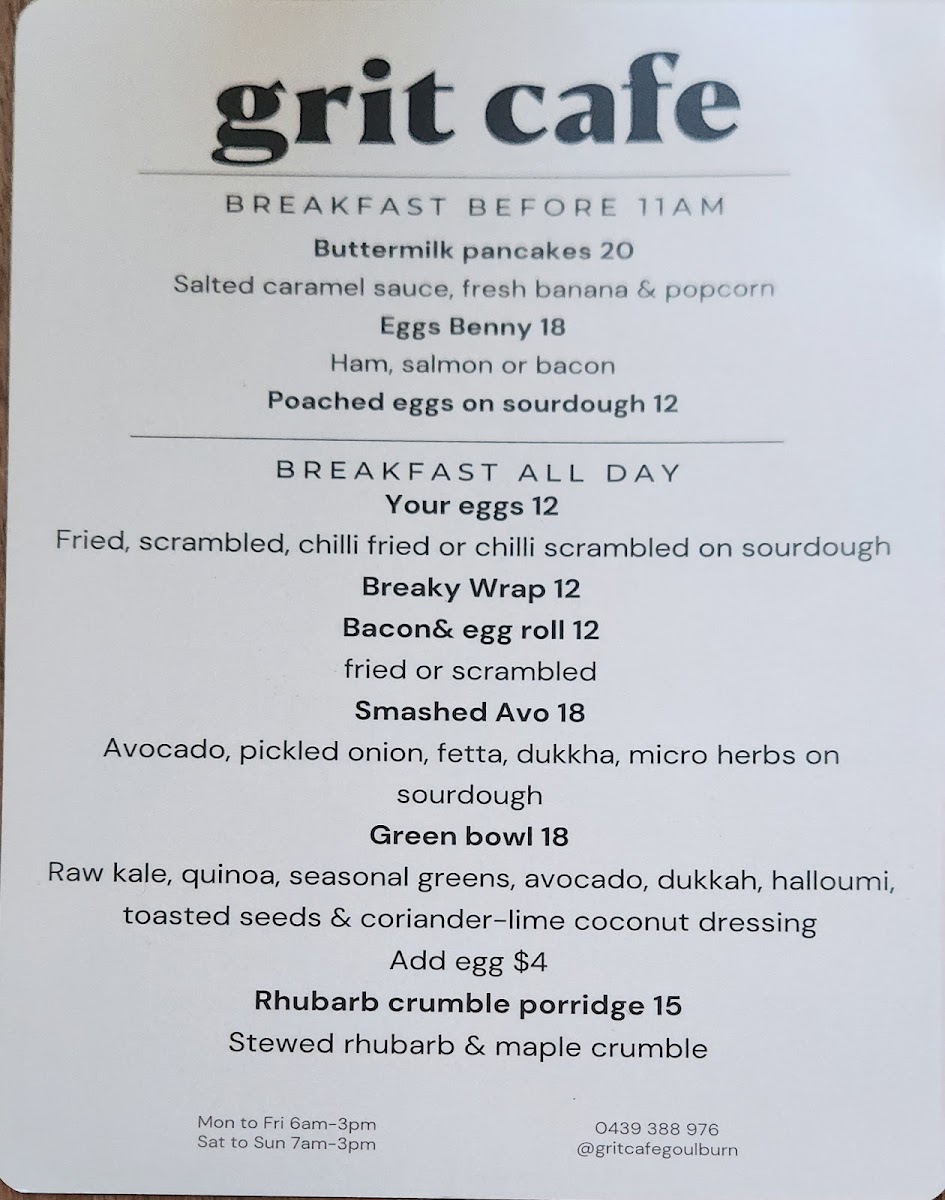 Grit Cafe Photo Menu 3