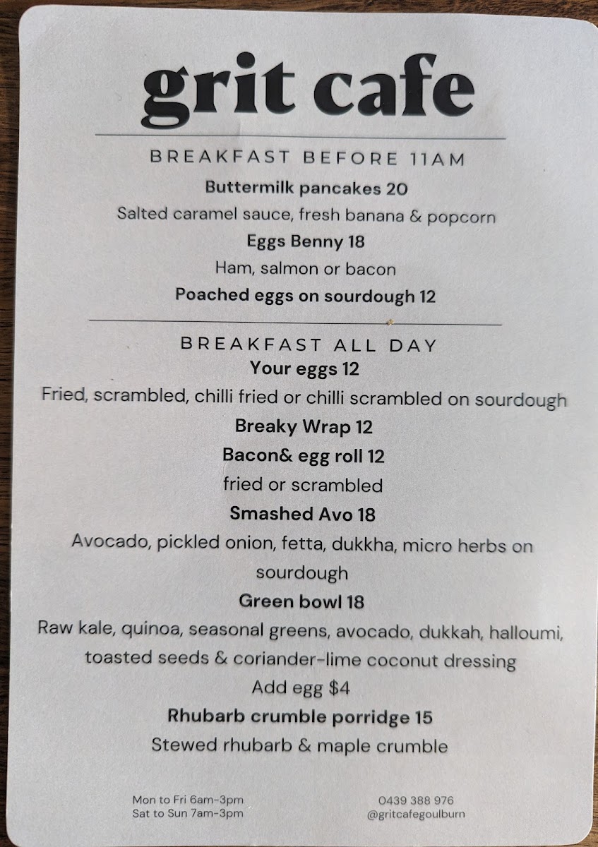 Grit Cafe Photo Menu 5