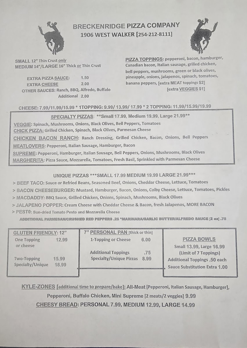 Breckenridge Pizza Co Photo Menu 2