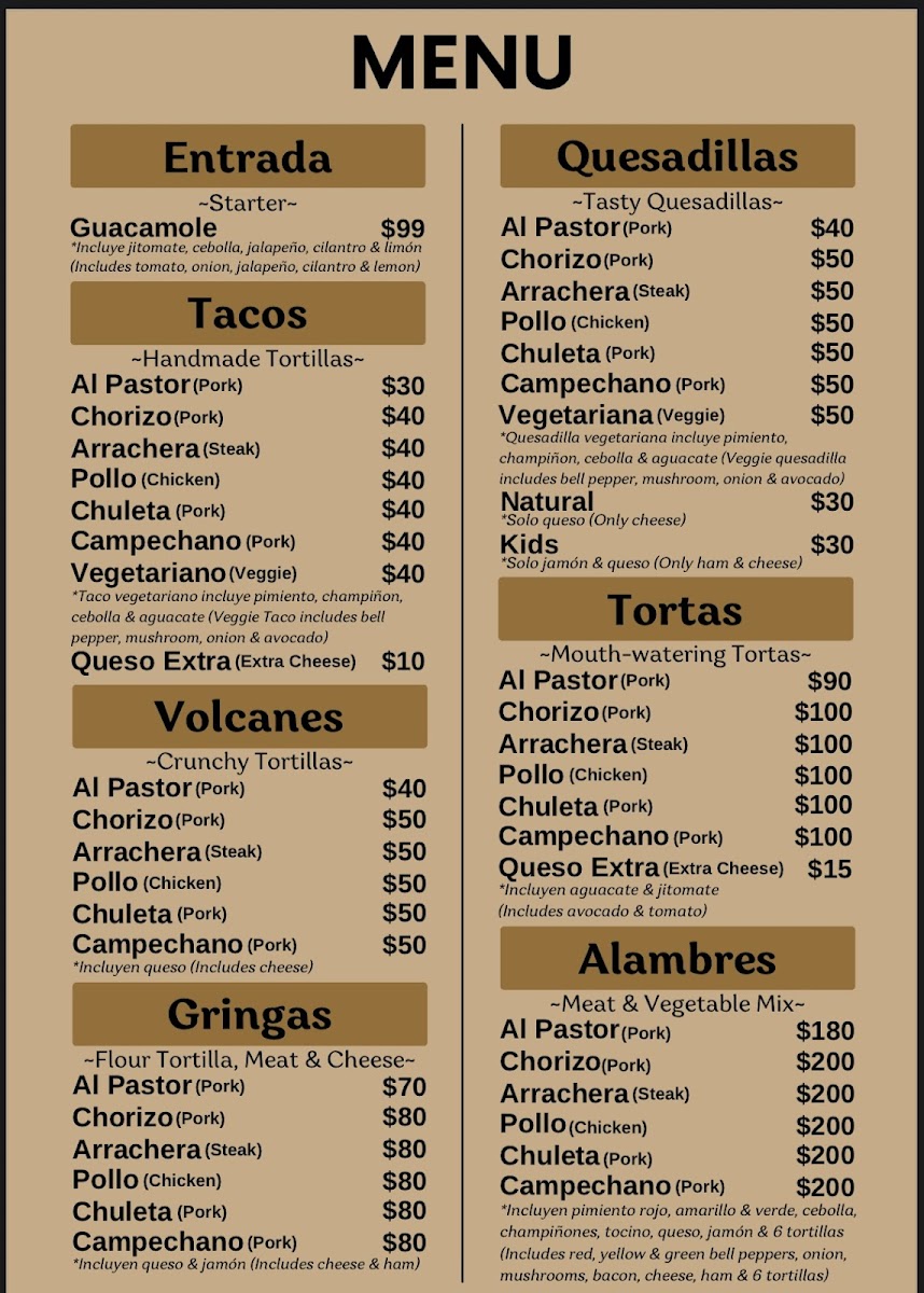Tacos el Tio Noy Photo Menu 2