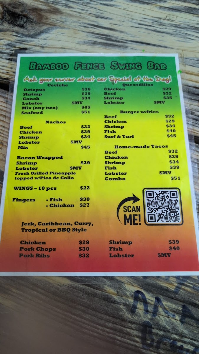 Bamboo Fence Restaurant & Swing Bar Photo Menu 1