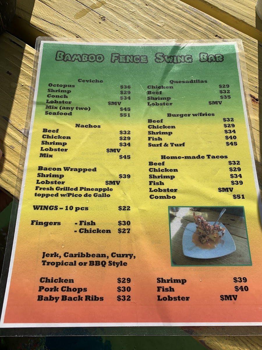 Bamboo Fence Restaurant & Swing Bar Photo Menu 10