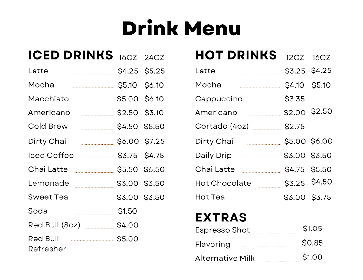 Bokma Coffee Company Photo Menu 2