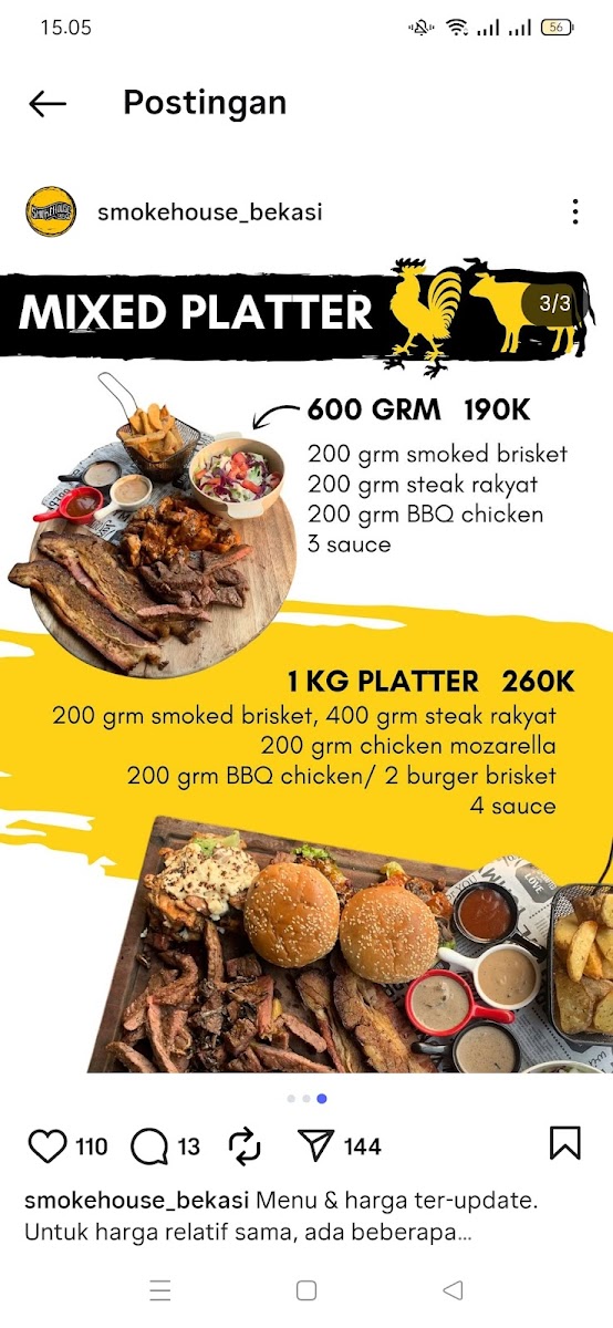 SmokeHouse Bekasi, BBQ & STEAK Photo Menu 7