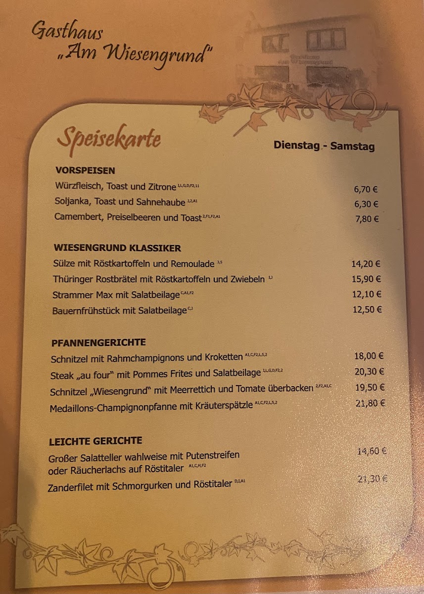 Gasthaus Am Wiesengrund Photo Menu 2