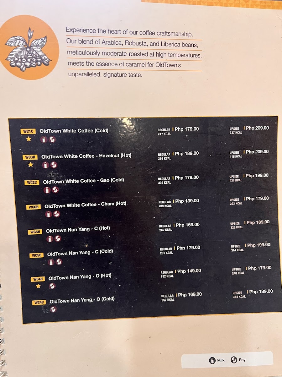 OldTown White Coffee - SM City Grand Central Photo Menu 6