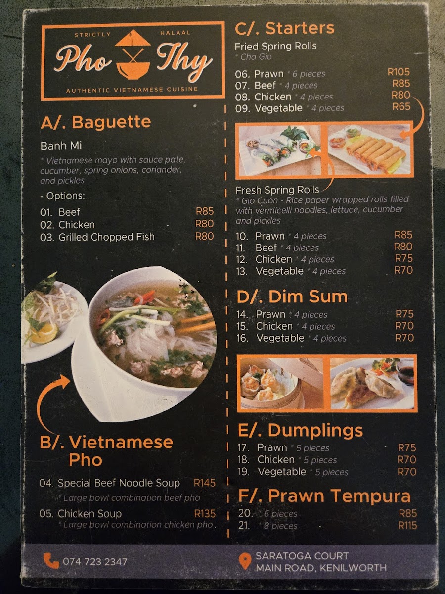 Pho Thy Vietnamese Halal Restaurant Photo Menu 1