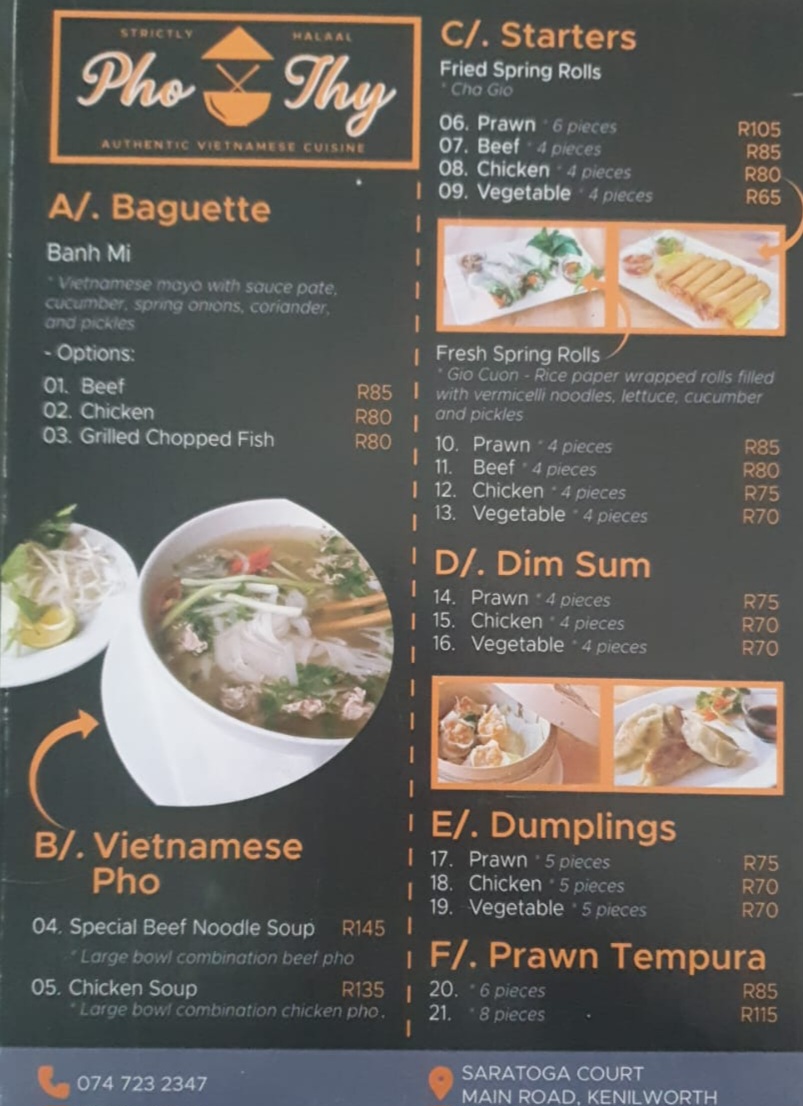 Pho Thy Vietnamese Halal Restaurant Photo Menu 4