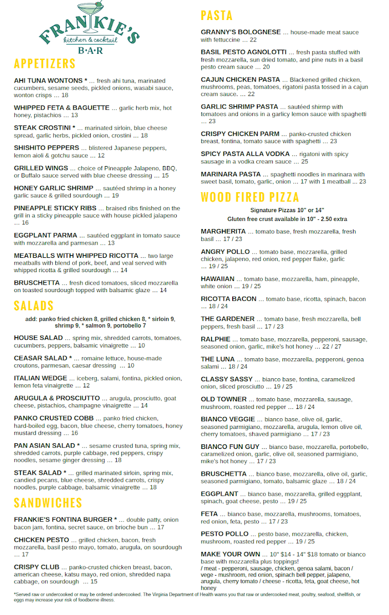Frankie's Kitchen & Cocktail Bar Photo Menu 3