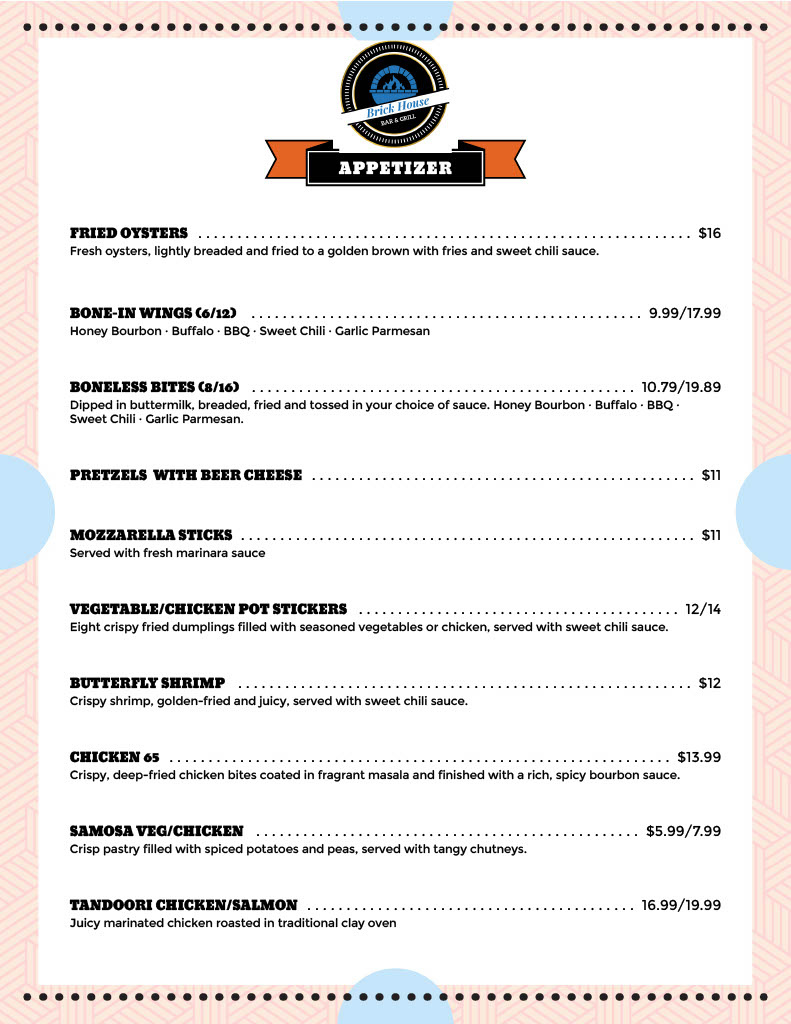Brick House Bar & Grill Photo Menu 2