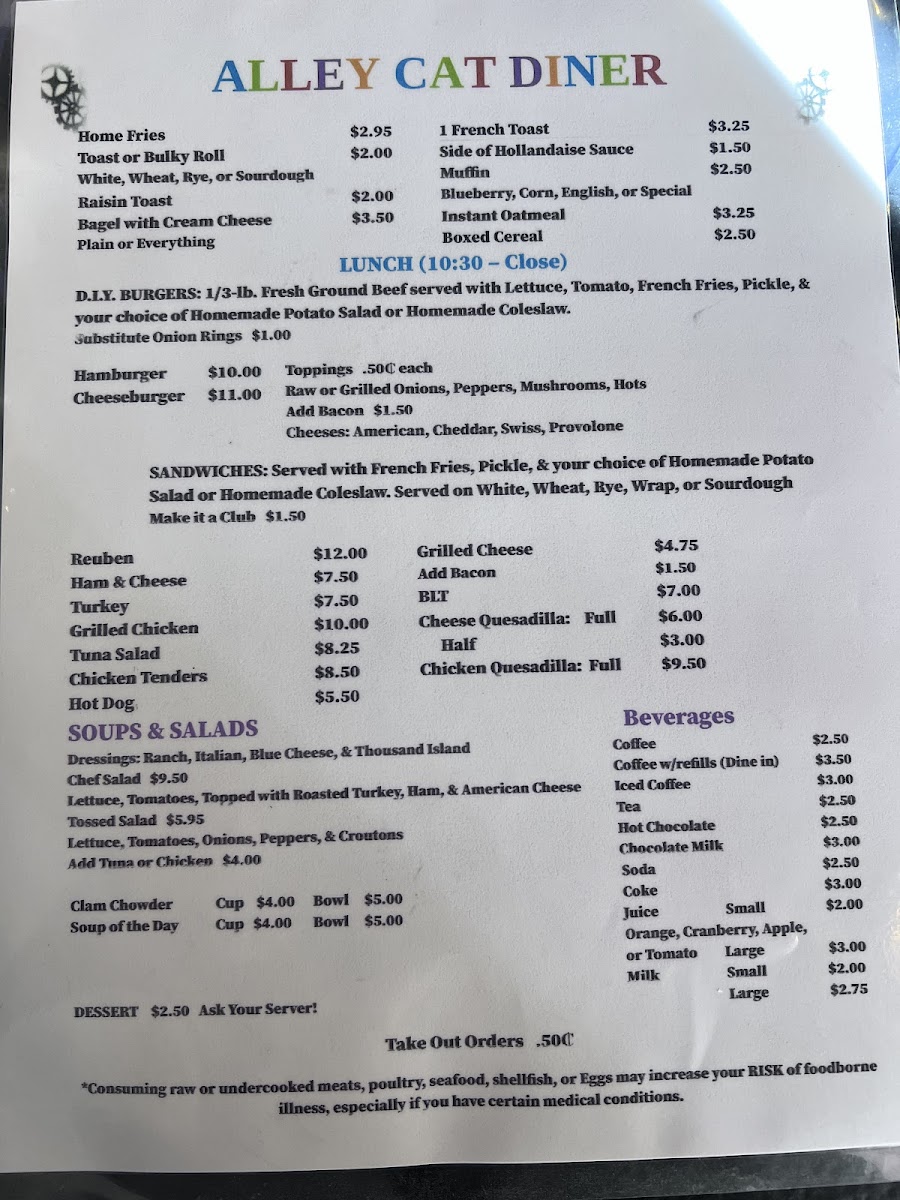 Alley Cat Diner Photo Menu 1