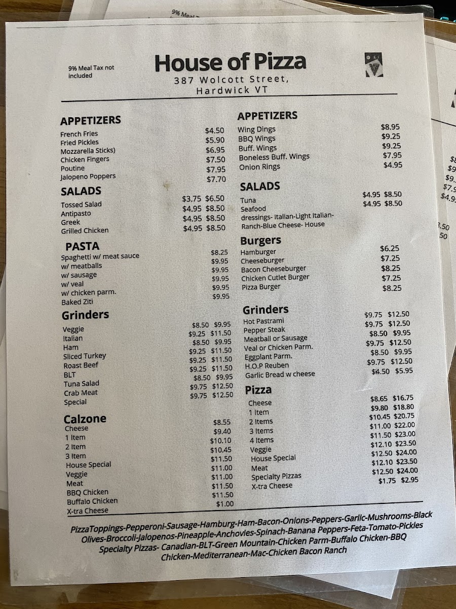 Hardwick House of Pizza Photo Menu 3