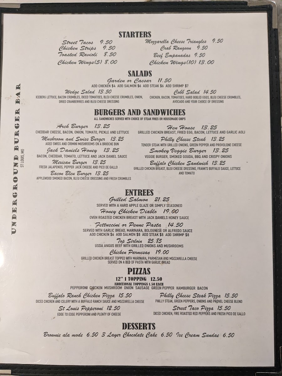 Underground Burger Bar Photo Menu 10