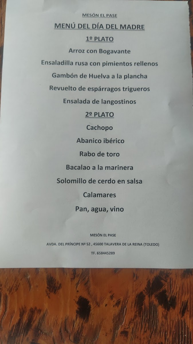 Meson El Pase Photo Menu 4