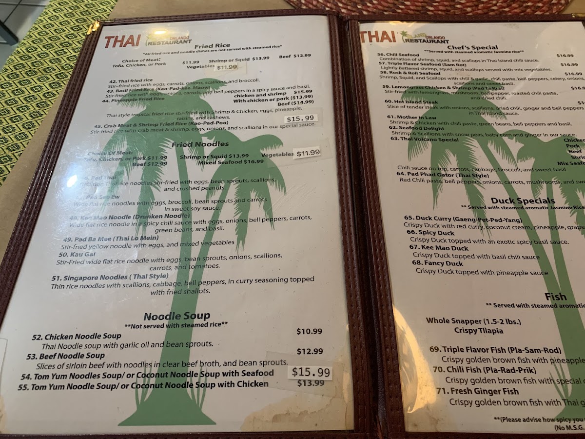 Thai Island Orlando Photo Menu 1
