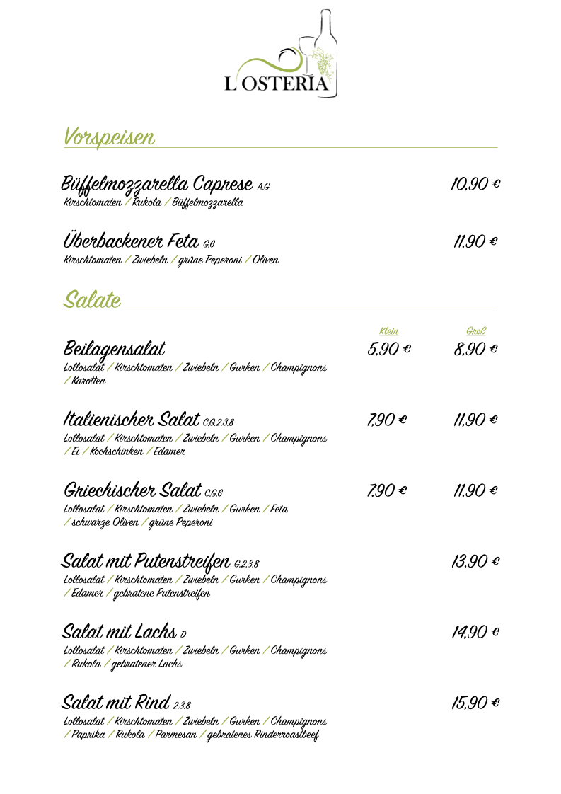 l´Osteria Photo Menu 1